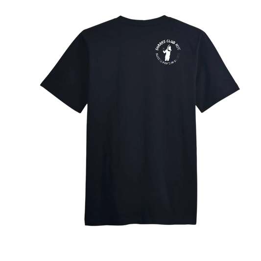 Men's Black Short Sleeve Crewneck T-Shirt with White Sharks Logo